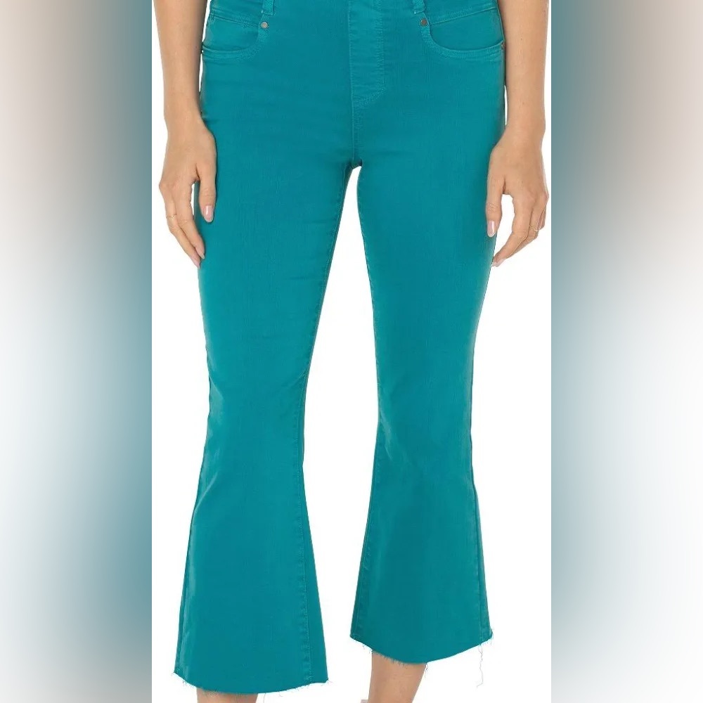 Liverpool Gia Crop Glider Teal Flared Jeans